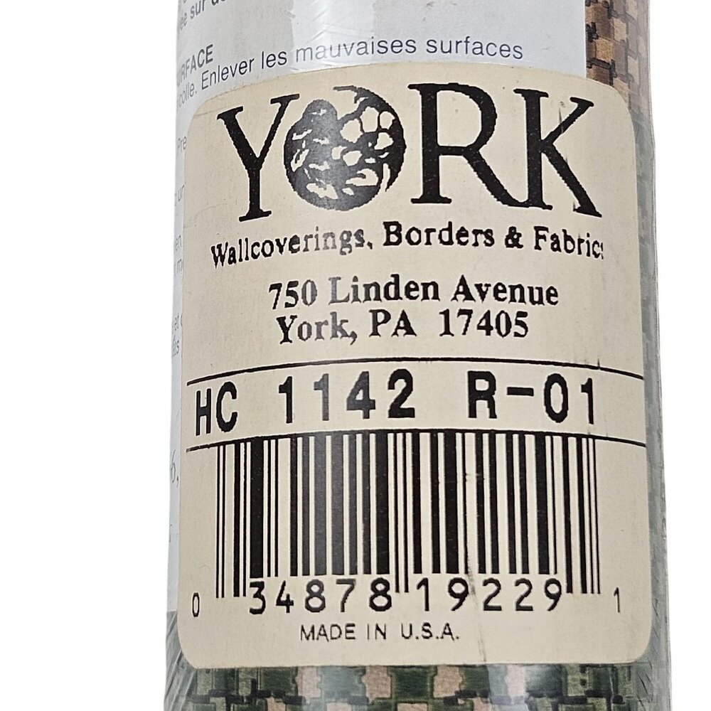 York HC1142 R-01 Wallpaper Textured Green Brown Woven Look Vintage USA 2 Rolls - Picture 2 of 10